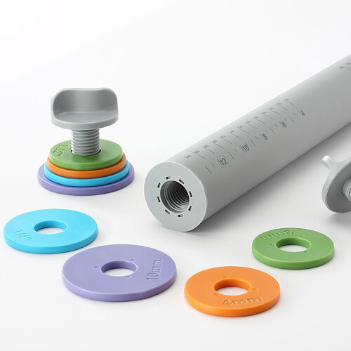 Adjustable Stainless Steel Rolling Pin with 4 Rings and 2
