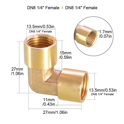 Brass Elbow Connector Threaded Gold 3 Types 1