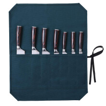 Kaaltisy Chefs Knife Roll Bags, 16oz Waxed Canvas Knife Holder (7 Slots & Tie Rope), Portable Knife Pouch for Home Kitchen Professional Chef Culinary