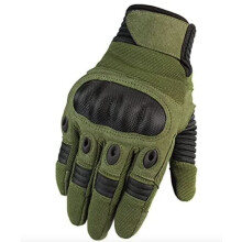 Ranger Tactical UK Full Finger Touch Screen Contact Gloves Hard Knuckle Cycling Biking Paintball Airsoft (Green, Small)