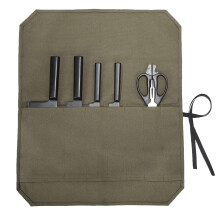 Kaaltisy Chef Knife Roll, Heavy Duty 16oz Waxed Canvas Knife Holder, Portable Knife Storage Roll Bag with 7 Slots & Tie Rope - for Culinary School