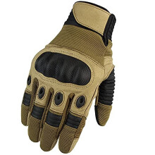 Full Finger Touch Screen Contact Gloves Hard Knuckle Cycling Biking Paintball Airsoft (Kharki, Small)