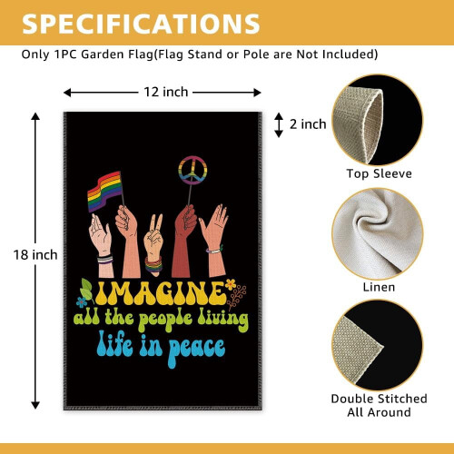 Bandeira de Jardim da Paz LGBTQ+ Inclusiva 12x18 Polegadas Dupla Face 1