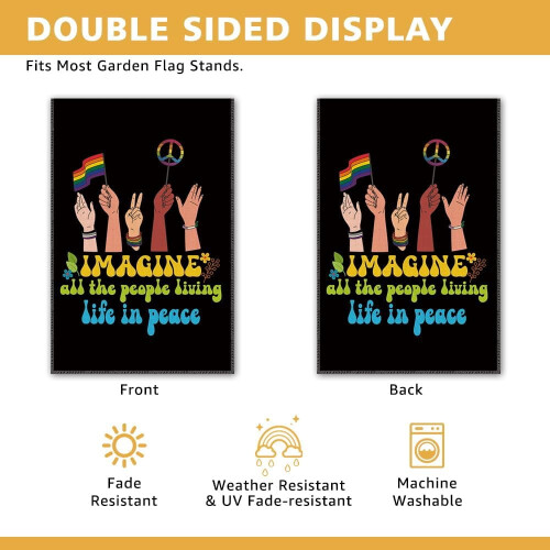 Bandeira de Jardim da Paz LGBTQ+ Inclusiva 12x18 Polegadas Dupla Face 2