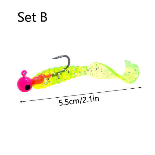 Soft Plastic Fishing Lures Set with Barbed Hooks 12pcs 1