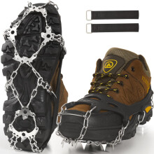 Ice cleats?Snow Ice Traction Shoe Boot Cleats? True Stainless Steel Spikes and Durable Silicone?Anti - Slip Boots Spikes for Walking, Jogging,