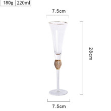 4Pcs Crystal Gold Rimmed Wine Glasses Set Elegant Diamond Decorative Long Stem Champagne Flutes Cocktail Glass Gifts B
