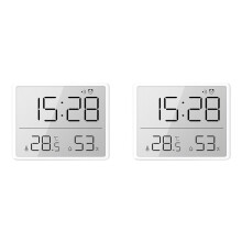 2X Digital Hygrometer Thermometer with Clock Humidity Monitor Timer Alarm for Home Office Baby Room White