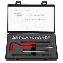 17Pcs Thread Repair Kit Stainless Steel Twisted Drill Tap Wrench Threaded Insert Tool M10x1.5