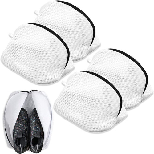 Sac de lavage de chaussures en maille fine avec fermeture éclair (4 pièces) 2