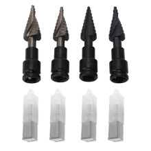 4 Pcs Step Drill Bit Set Straight and Spiral Grooved High Strength Steel Step Bits for Electric Wrench Hand Bench Drill