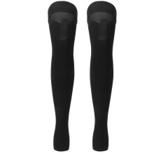 Open Toe Compression Thin Stockings Versatile Thigh High Mercerization Socks BlackS