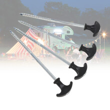 4PCS Stainless Steel T-Shape Tent Pegs, 21.5cm Ground Stakes for Outdoor Camping
