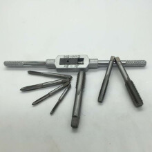 8pcs Thread Metric Machine Hand Screw Thread Plug Taps Set M3 M4 M5 M6 M8 M10 M12 with 1pcs Adjustable Tap Wrench 1/16-1/2''