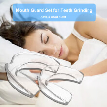 Mouth Guard Set for Teeth Grinding with Storage Case 2 Pack Mouthguard Moldable Night Guards for Anti Teeth Grinding