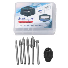 Woodworking Carving Bit with 3.0mm Shank High Speed Steel 3 Flute Engraving Bit Wood Carving Tools 5Pcs 3 Flute Bits, Grinding Bit and Chuck