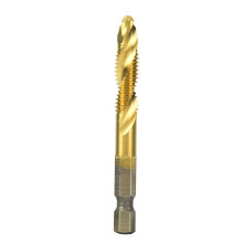 HSS 6.35mm Hex Shank Tap Drill Bit Through-Hole Inner Chip Removal Tap Drill 15mm(M8)