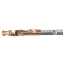 High Speed Steel 6.35mm Hex Shank Tap Drill Bit Compound Tap for Internal Chip Removal (M8)