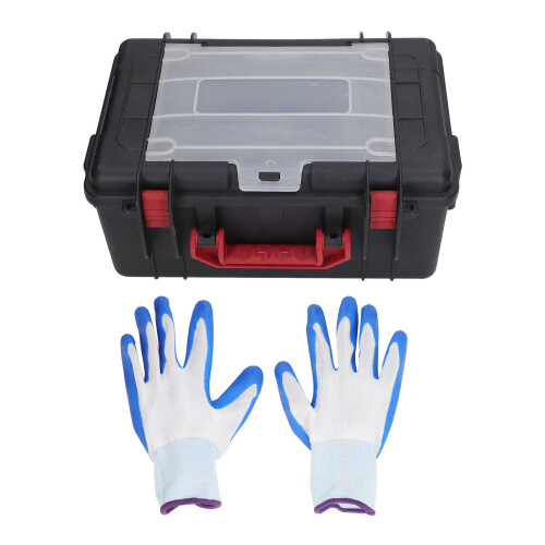 Black Multifunctional Hardware Tool Box Portable Plastic Storage Box for Parts Organization