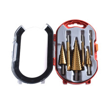 Step Drill Bit Set Ti Coating Metal Straight Flute Hole Cutter Tool with Center Punch Triangular Shank