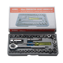 40Pcs Ratchet Wrench Tool Carbon Steel Bit Screw Driver Socket Set Kit for Repair