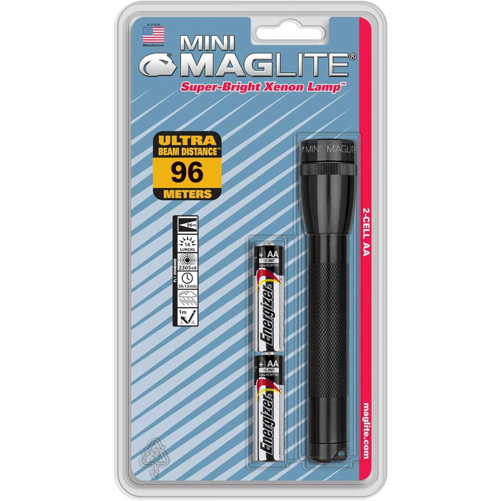 Maglite Mini Aa Torch - Pocket Flashlight With Batteries - Blister Pack