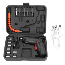 Electric Screwdriver Mini Foldable USB Lithium Battery Rechargeable Screwdriver Set 3.6V Black
