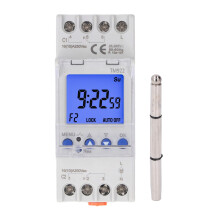 DIN Rail Timer Switch 2 Way LCD Display LED Indicator 7 Day Programmable Digital Timer Switch