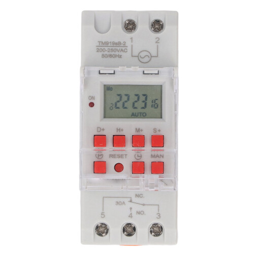 Timer Switch LCD Display 7 Day Programmable Timer NO NC Output 35mm DIN Rail Mount Miscontact Lock Built in Battery
