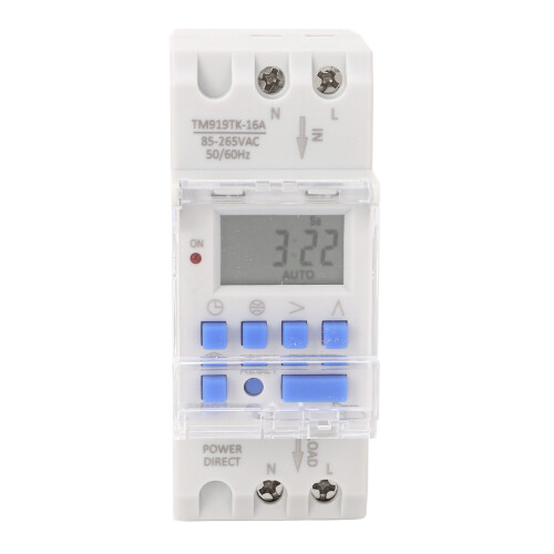 16A Timer Switch LCD Display 7 Day 24 Hour Programmable Timer Rail Mount with Latitude and Longitude Sign