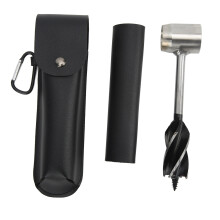 Hand Auger Wrench Set Stainless Steel Multifunctional Portable Manual Wood Auger Drill Bit with Storage Bag Black PU Leather Bag and Holster