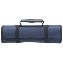 Roll Up Tool Bag Oxford Cloth Multi Pocket Thickened Handle Zipper Tool Bag for Electrician Blue