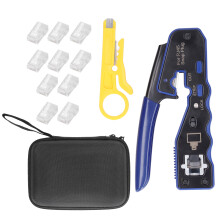 Network Cable Pliers Wire Stripper Cutting Crimping Stripping Tool with 10PCS Crystal Head