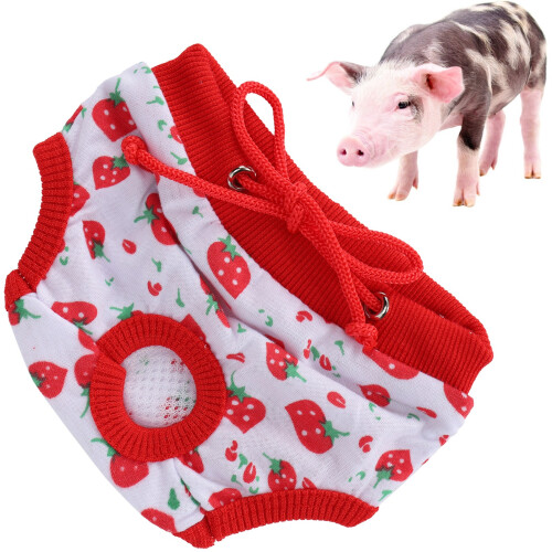 Pet Pigs Strawberry Pattern Cotton Reusable Physiological Pants, S Size