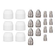 20PCS Plasma Cutter Torch Consumables Stainless Steel Ceramics Wear Resistance Cutting Torch Nozzles Tips Kit