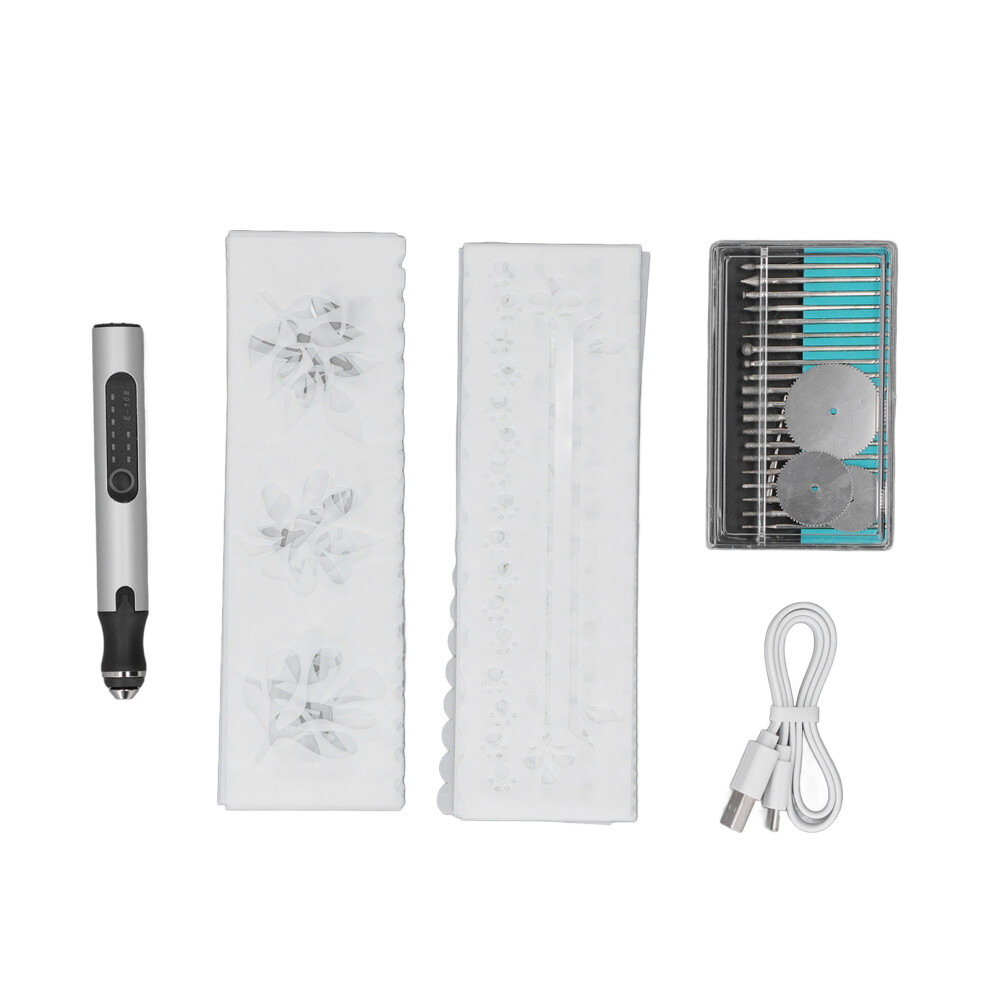 Electric Engraving Pen Set Mini Silver 10W USB Rechargeable Engraving Machine with Battery-image-OPC-PSW282R-NEW