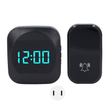 Wireless Door Bell Self Powered Smart Digital Doorbell Transmitter Receiver with Temperature Time Display and 38 Melodies US Plug 85?260V