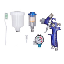 HVLP Spray Gun with Pressure Gauge 0.8mm Nozzle Low Pressure Paint Sprayer Gun 125ml Pot