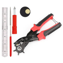 Manual Belt Punch Pliers Round Hole Multifunctional Revolving Hand Punch Plier for Leather Plastic 6 Hole Size