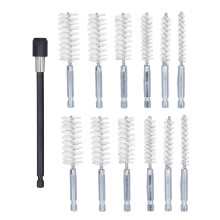 13 Pcs Bore Brush Set 8mm 10mm 12mm 15mm 17mm 19mm Diameter 1/4in Shank Drill Cleaning Brushes with 15cm Extension Rod Nylon (White)