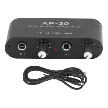 Independent Dual Channel Sound Preamplifier 1/4in 6.35mm 0 to 20db Gain Sound Amplifier Amp for Mic Instrument DC5V?12V