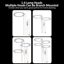 LED Grow Lights Full Spectrum Plant Lamp with 20 LEDs 8H/12H/16H Timer 5 Dimmable Levels Height Adjustable USB Angel Ring Lamp for Succulents