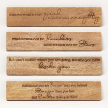 Sayings Plaque Wall Art, 5 x 26cm, Set of 4