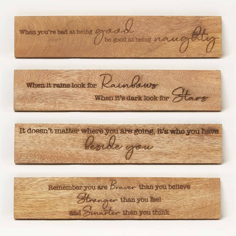 Homescapes Sayings Plaque Wall Art, 5 X 26Cm, Set Of 4