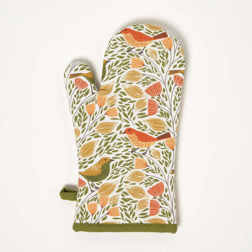 Homescapes 100% Cotton Song Bird Oven Mitt