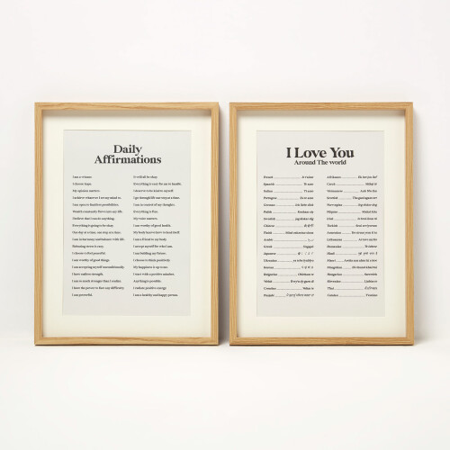 Homescapes Affirmations Wall Art, 30 x 40cm, Set of 2