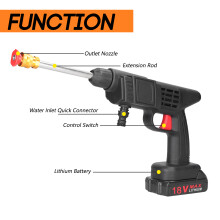 18V Household Cordless High Pressure Car Wash Tool Portable Vehicle Cleaning Machine Automobile Washer with Foam Bottle