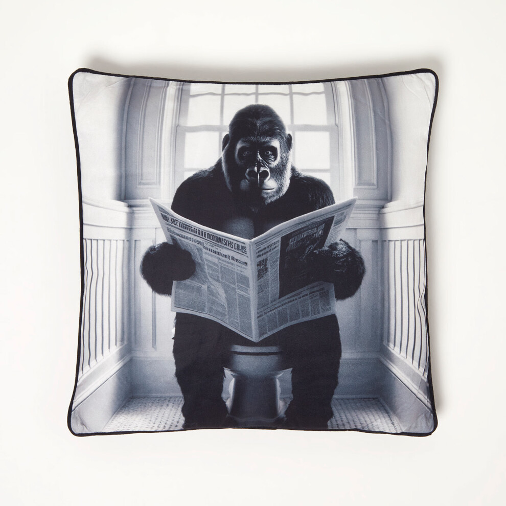 Homescapes Gorilla Toilet Cushion, 45 X 45Cm Black/White
