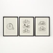 Bicycles Wall Art, 30 x 40cm, Set of 3