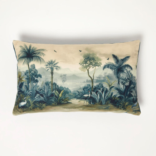 Homescapes (Blue) Palm Sepia Cushion, 30 x 50cm